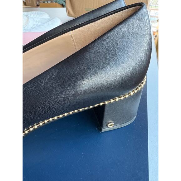 Coach Viviana Black Gold Beadchain Flats Pointed Toe Workwear Classic Leather 11 - Picture 3 of 8